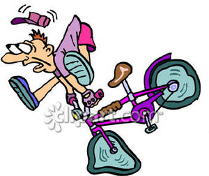 Kid Crashing On His Bike   Royalty Free Clipart Picture