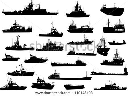 Of Sea Yachts Towboat Battleship And Ships   Stock Vector