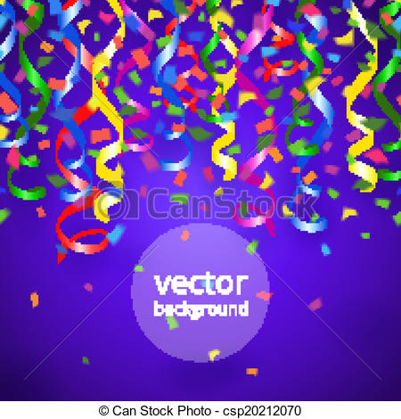 Of Streamers And Confetti Background   Vector Party Streamers