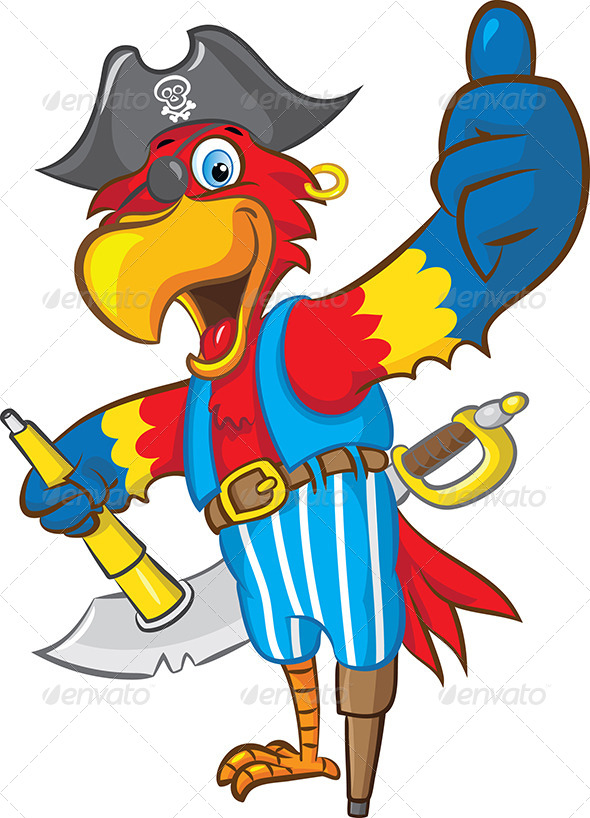 Vector Illustration Of Pirate Parrot Mascot Doing Thumbs Up