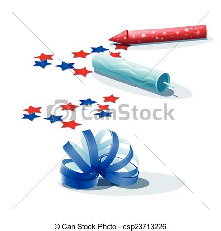 Vector   Image Of Confetti Streamers And Crackers    Stock
