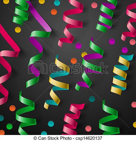 Vectors Of Party Design Template With Streamers And Confetti   Party    
