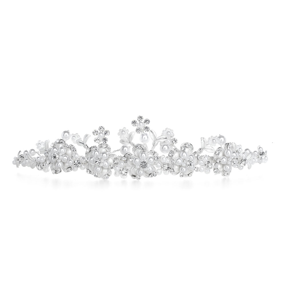 Brushed Silver And White Pearl Wedding Tiara House Of Jon Lei Atelier
