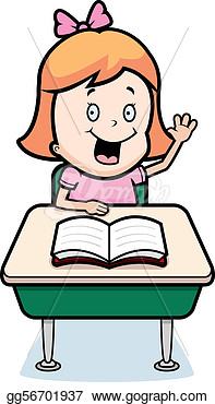 Cartoon Child Student At A Desk In School  Clipart Drawing Gg56701937