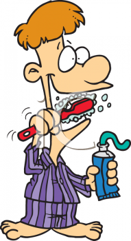 Cartoon Clipart Picture Of A Boy Brushing His Teeth