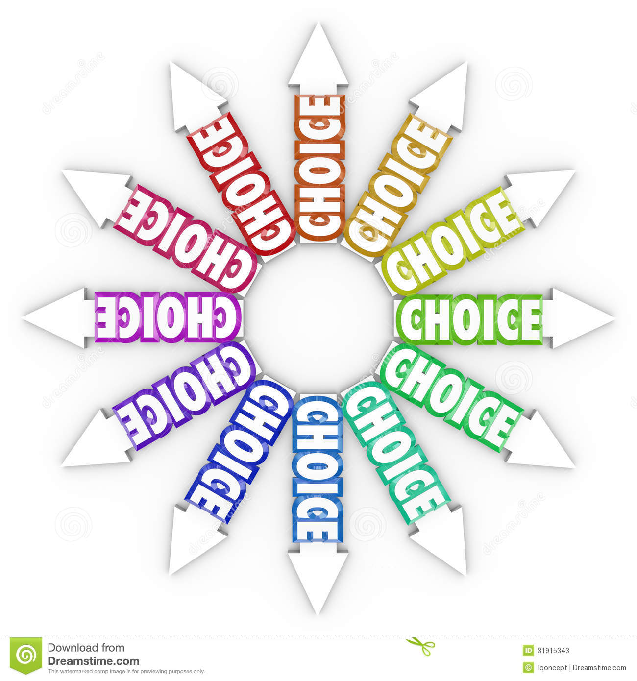 Choice Arrows Different Choices Opportunities Uncertainty Stock Photos