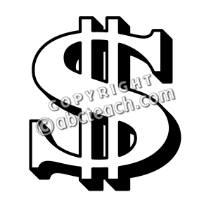 Clip Art  Money  Dollar Sign 2 B W   Preview 1