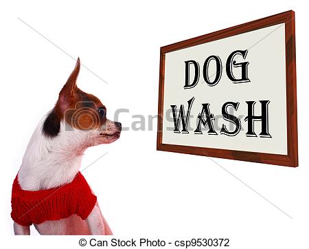 Clip Art Of Dog Wash Sign Showing Canine Grooming Washing Or Shampoo
