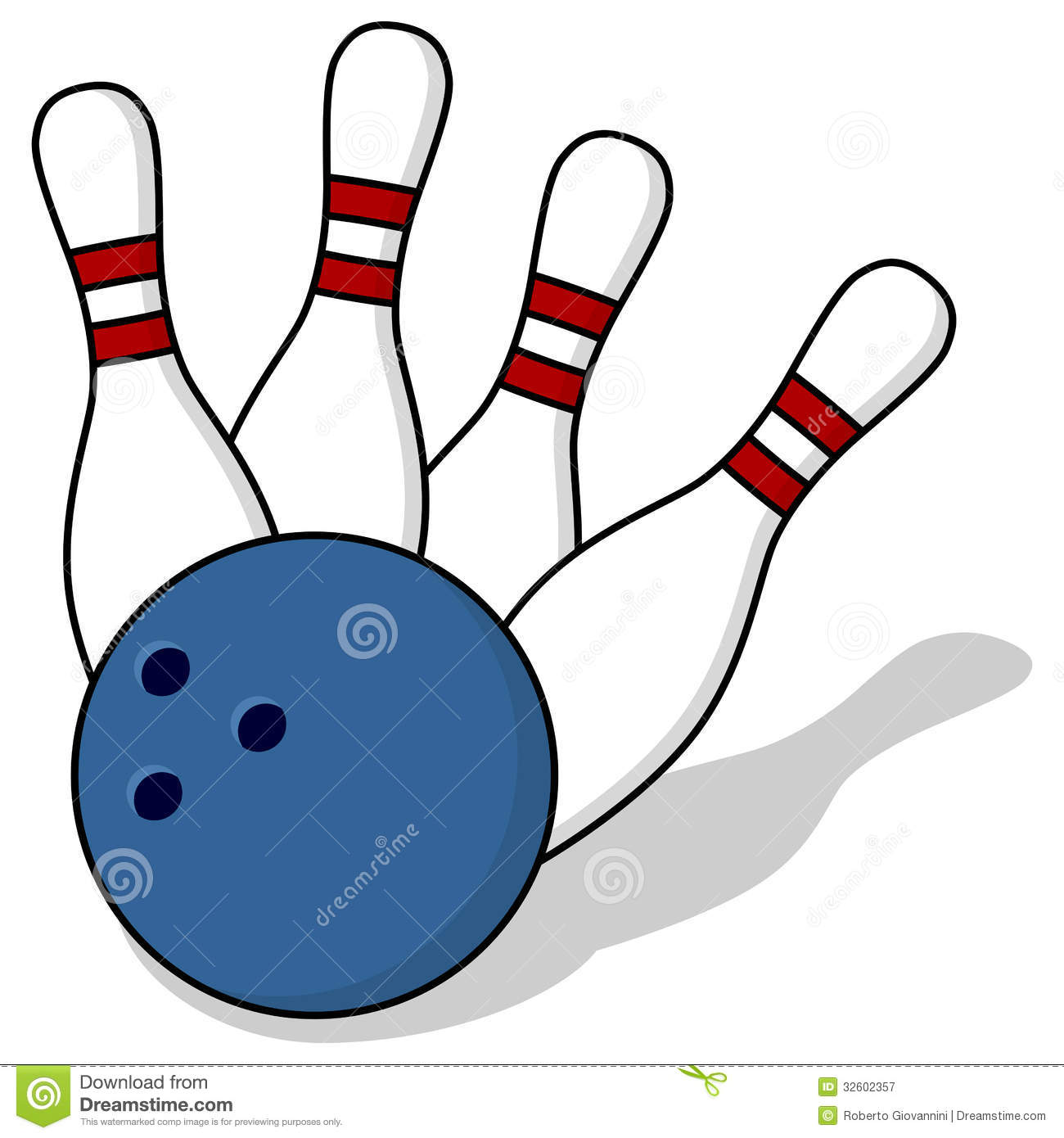Four Pins And A Bowling Ball Isolated On White Background  Eps File