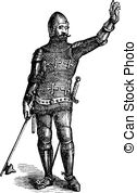 French Soldier In Armor In 1370 Old Engraving Vector