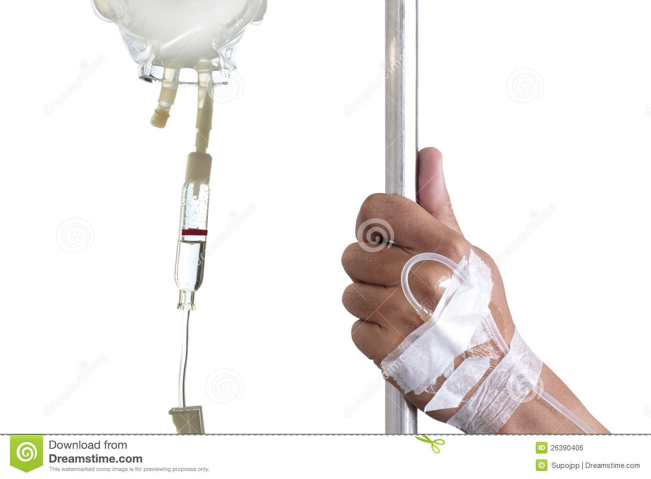 Hand Holding Pole With Iv Bag On White Background Royalty Free Stock    