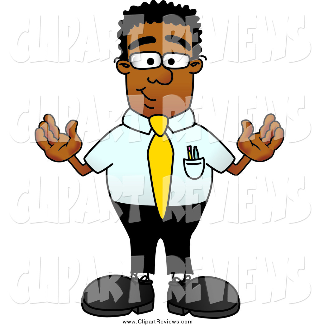 Larger Preview  Clip Art Of A Black Business Man Standing With His