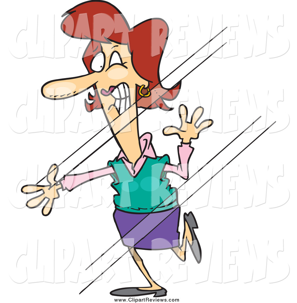 Larger Preview  Clip Art Of A Cartoon Red Haired White Woman Walking