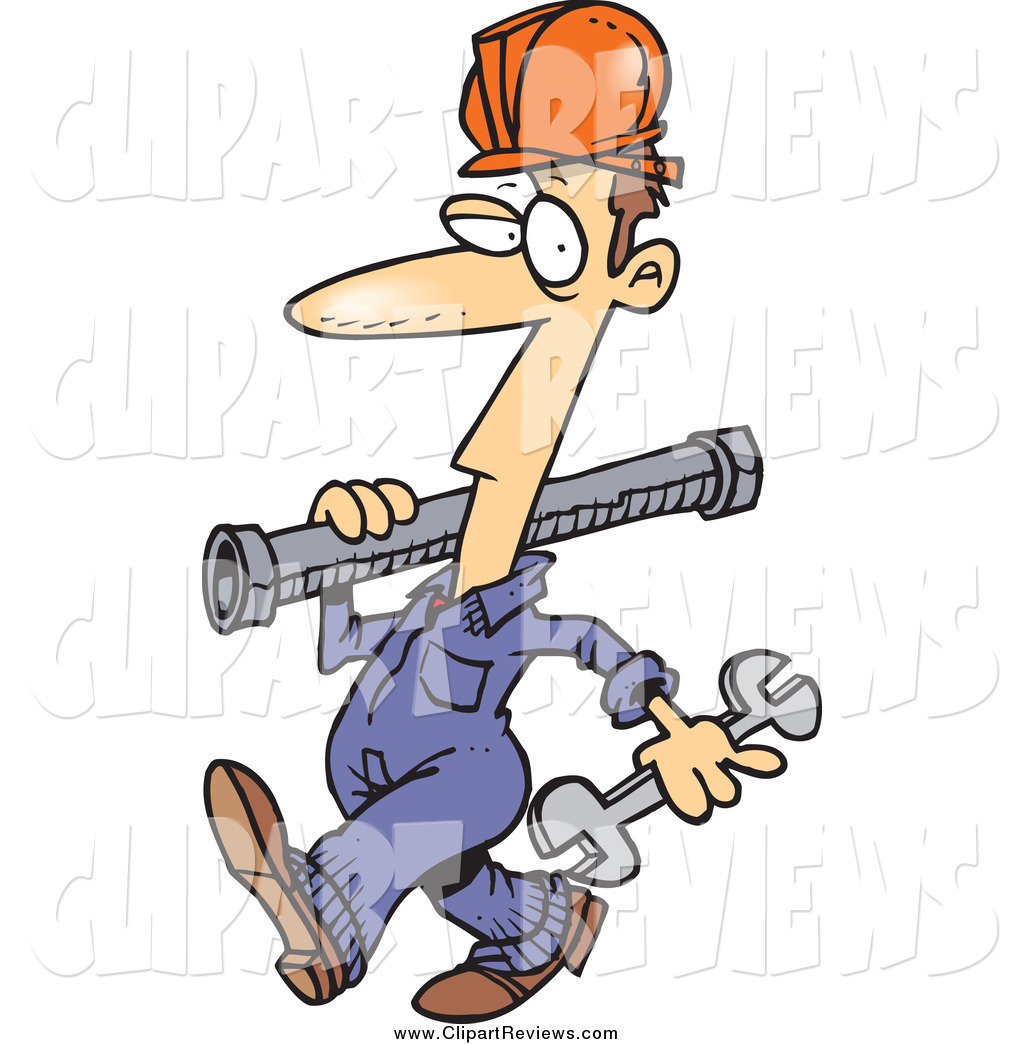 Larger Preview  Clip Art Of A Cartoon White Male Pipe Rigger By Ron