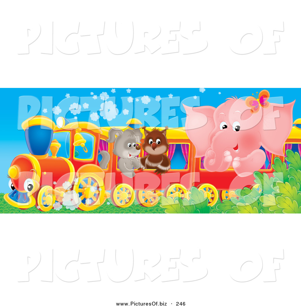 Larger Preview  Clipart Of A Cute Pink Elephant Owl And Puppy Riding