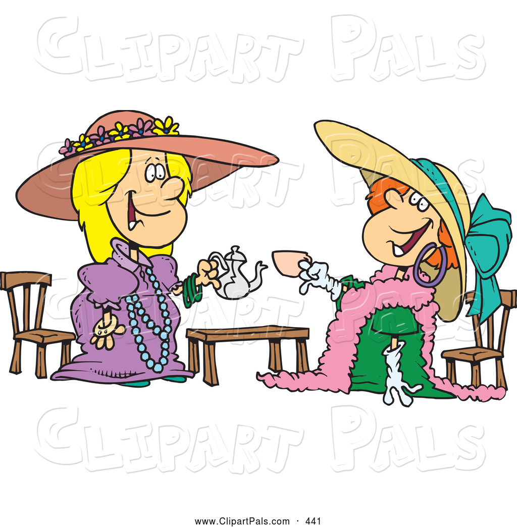Larger Preview  Pal Clipart Of A Pair Of Happy Girls Playing Dress Up