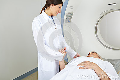 Nurse Holding Hand Of Patient At Mrt Stock Photo   Image  33010770