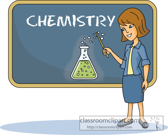 School   Teacher At Chalkboard Chemistry   Classroom Clipart