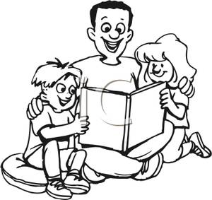     Sitting And Reading To His Children   Royalty Free Clipart Picture