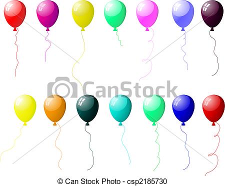 Vector Clipart Of Colourful Balloons Set With Glare   Beautiful Colour