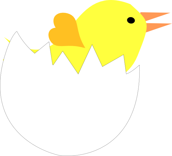 Yellow Chick In Cracked Eggshell Clip Art At Clker Com   Vector Clip