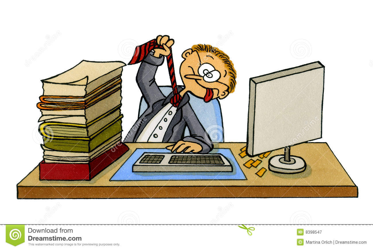 Cartoon Of A Frustrated Office Worker Royalty Free Stock Photography