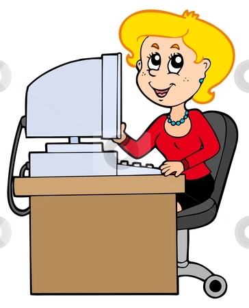 Cartoon Secretary Stock Vector Clipart Cartoon Secretary On White