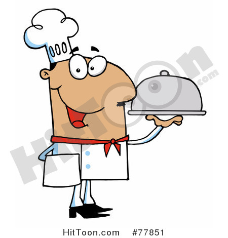 Chef Clipart  77851  Friendly Hispanic Male Chef Serving Food In A