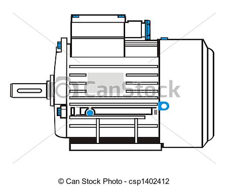Clip Art Of Electric Motor Csp1402412   Search Clipart Illustration
