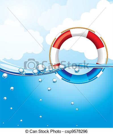 Clip Art Vector Of Float Over Water With Bubbles Background Vector