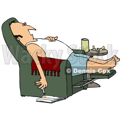 Clipart Illustration Of A Lazy White Man In A Tank Top And Boxers