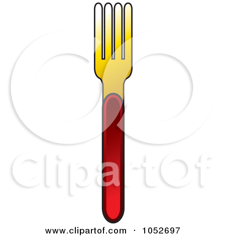 Clipart Of A Black And White Fork   Royalty Free Vector Illustration