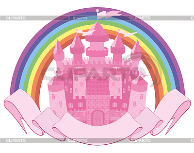 Fairy Tale Magic Castle And Rainbow Vector     Carodi