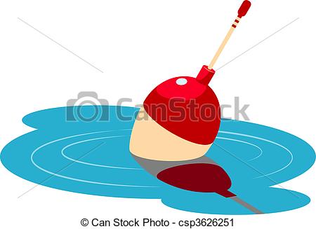Fishing Float Floating In The Water  Vector Illustration Over White