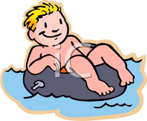Floating In An Inner Tube In The Water   Royalty Free Clipart Picture