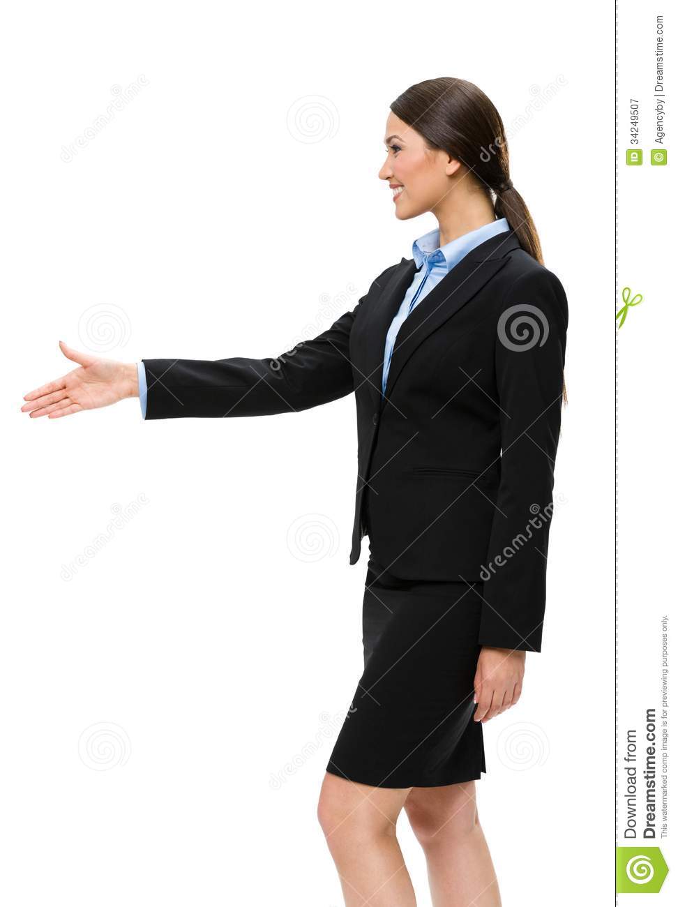 Half Length Profile Of Female Manager Handshaking Royalty Free Stock    
