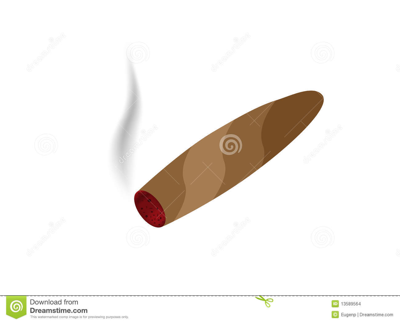 Image Of Cigar Isolated On White Background With Smoke