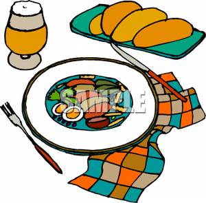     Of A Plate Of Appetizers And Warm Bread   Royalty Free Clipart Picture