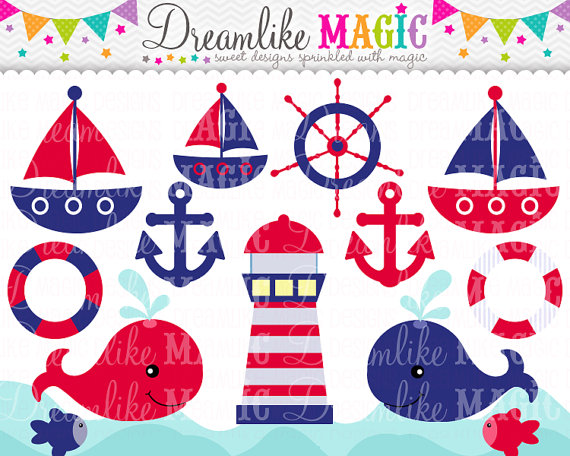 Red And Navy Nautical Clipart  Clipart For Personal Or Commercial Use