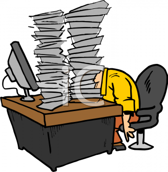 Royalty Free Clipart Image  Cartoon Of An Office Worker With Tons Of