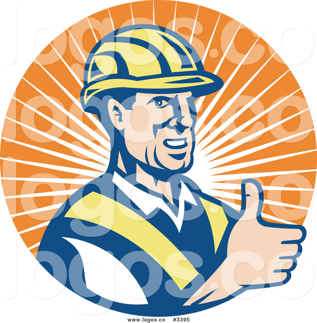 Royalty Free Vector Of A Happy Construction Worker Holding A Thumb Up