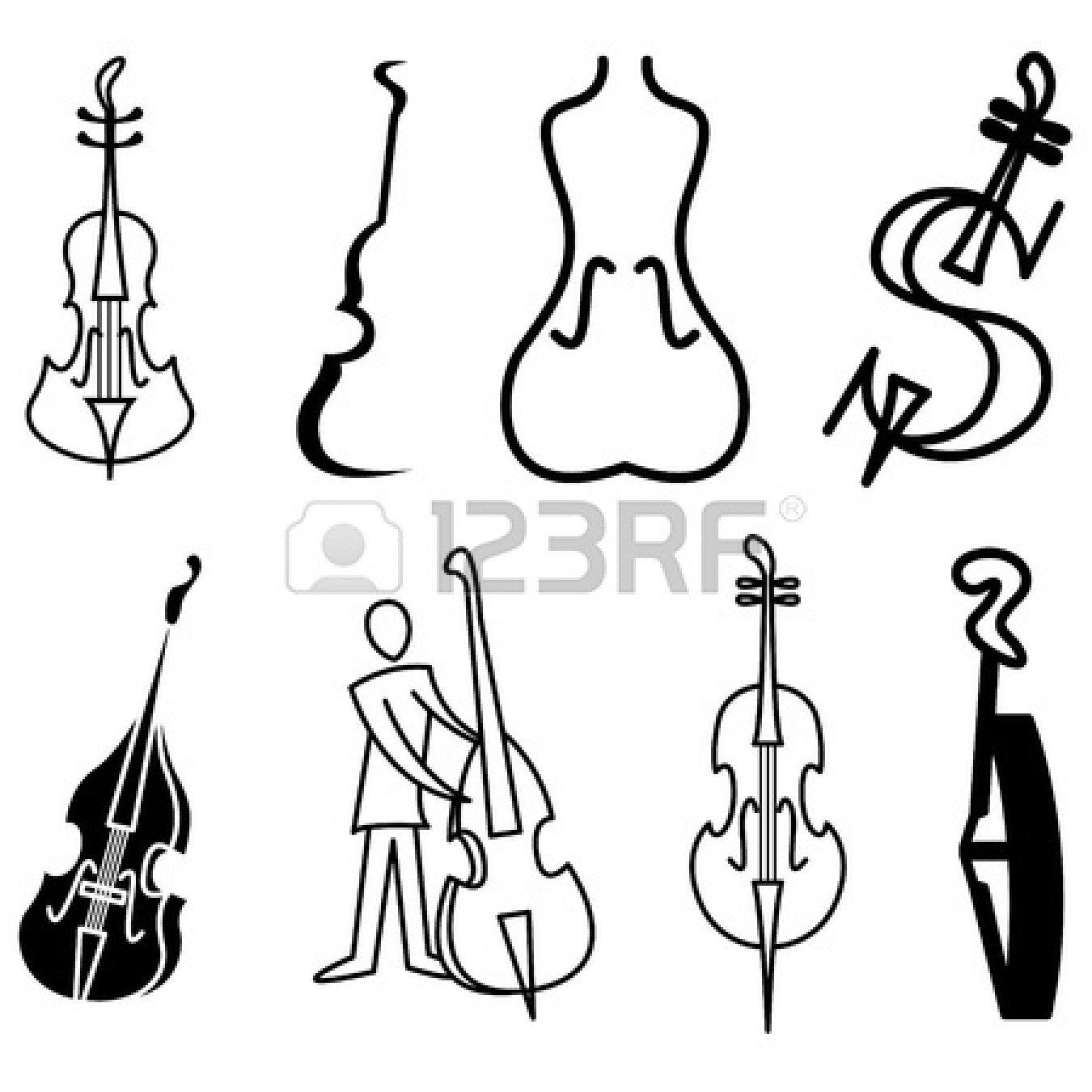 Symphony Clipart 13406462 Violin Cello And Bass Icons Vector Set Jpg