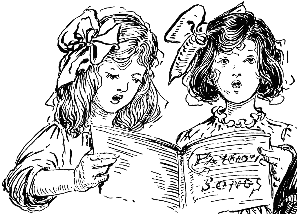Two Girls Singing   A Holding Chorus Book   Clipart Etc