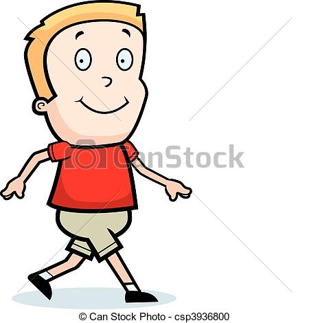 Vector Clipart Of Boy Walking   A Happy Cartoon Boy Walking And