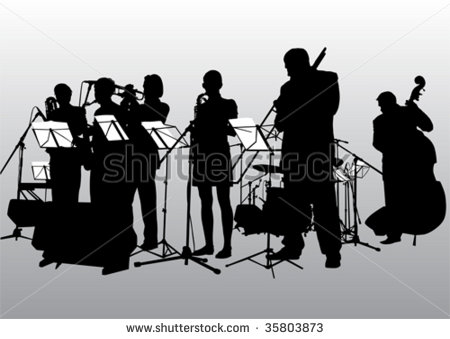 Vector Drawing Music Jazz Orchestra  People With Musical Instruments    