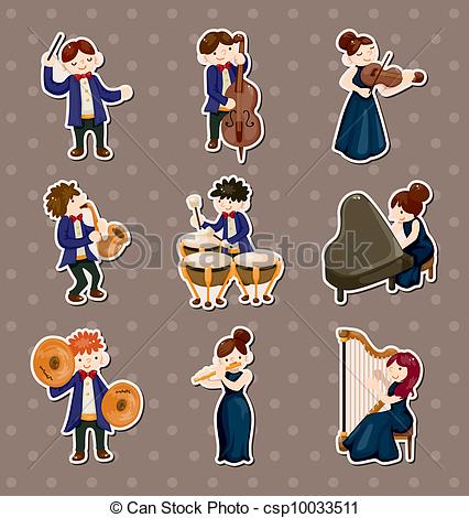 Vector   Orchestra Music Player Stickers   Stock Illustration Royalty