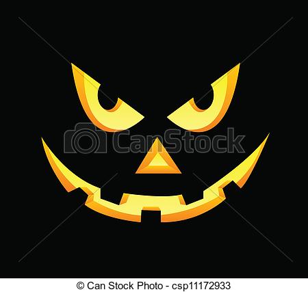 Vector   Scary Face Of Halloween Pumpkin   Stock Illustration Royalty
