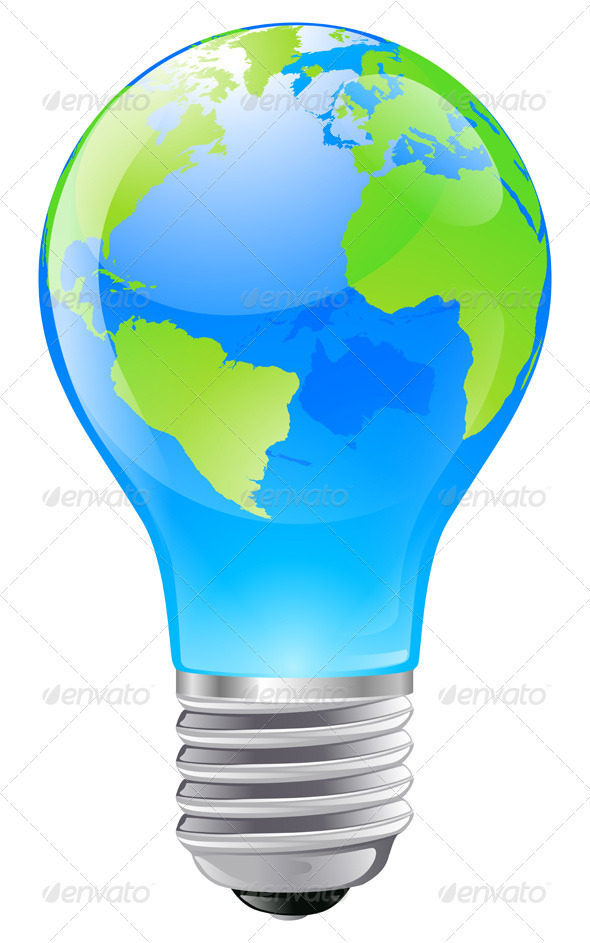 World Globe Light Bulb Concept   Conceptual Vectors