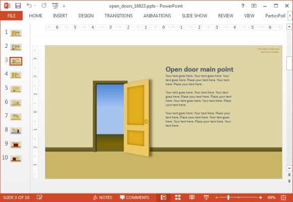 Animated Open   Closed Doors Powerpoint Template   Powerpoint