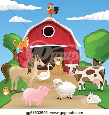 Barn With Animals Clip Art Clipart Gg61833503